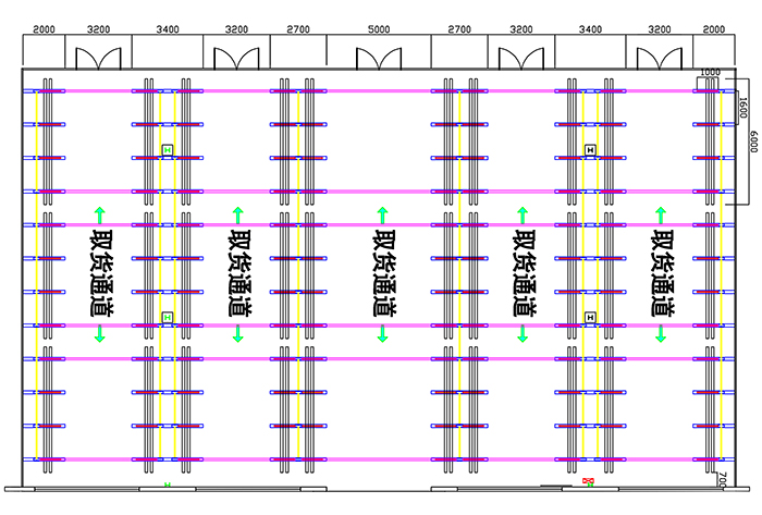 懸臂貨架倉儲方案平面效果圖